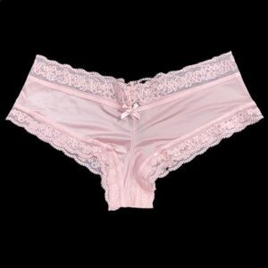 Victoria’s Secret Supersoft Satiny Lace trim cheeky panty pink